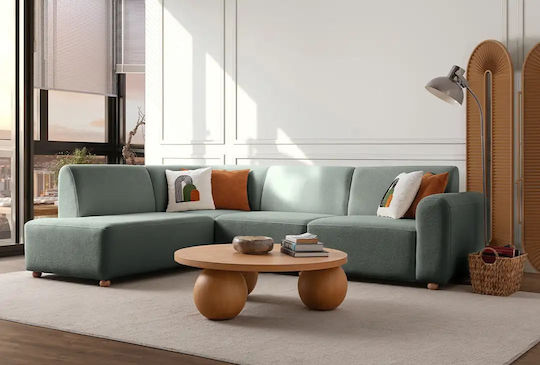 S-loft Corner Couch with Left Corner Sea Green 206x290x85 cm
