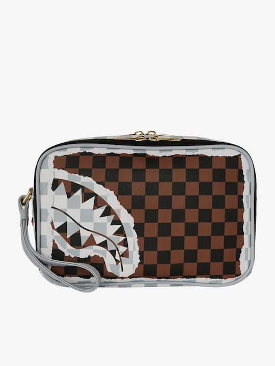 Sprayground Men Cream Brown Tear Check Toiletry Brick Multi 910b8294nsz