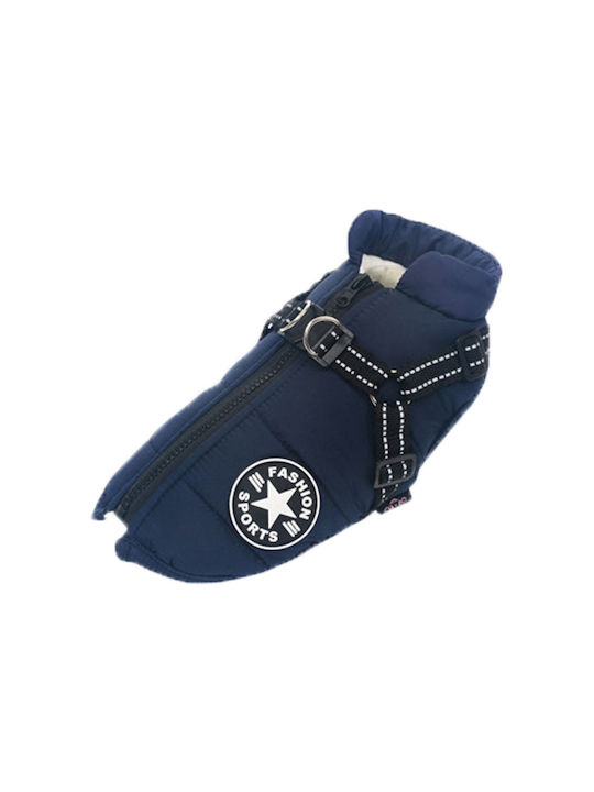 Denik Pets Blue Fleece / Waterproof Dog Coat Large with 48cm Back Length
