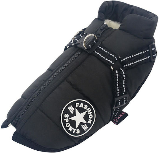 Denik Pets Μπουφάν Σκύλου Fleece / Αδιάβροχο Μαύρο Large με Μήκος Ράχης 56 εκ.