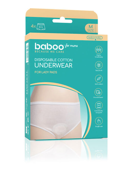 Set 4 Einweg Baumwoll-Umstandsunterhosen Baboo Größe M