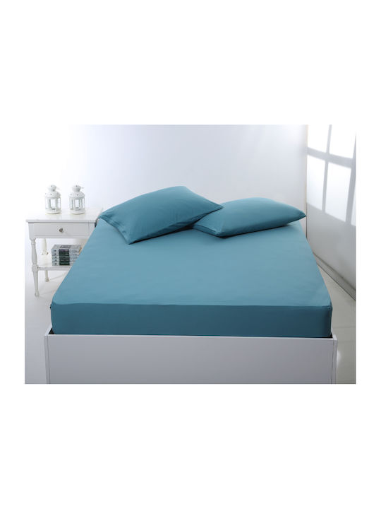 Silk Fashion Σεντόνι King Size με Λάστιχο 180x200+35εκ. Πετρόλ