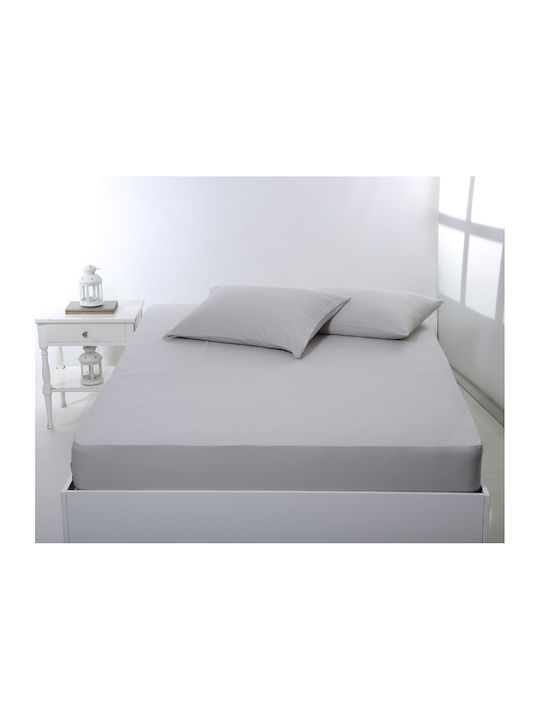 Silk Fashion Σεντόνι Υπέρδιπλο με Λάστιχο 160x200+35εκ. Light Grey