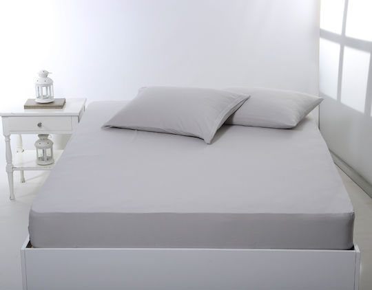 Silk Fashion Σεντόνι King Size με Λάστιχο 180x200+35εκ. Light Grey