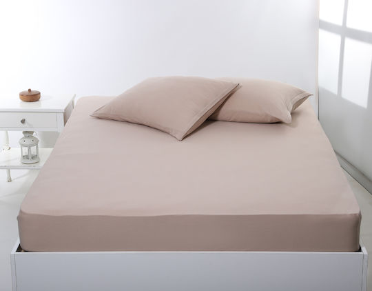 Silk Fashion Sheet King Size with Elastic 180x200+35cm. Dark Beige