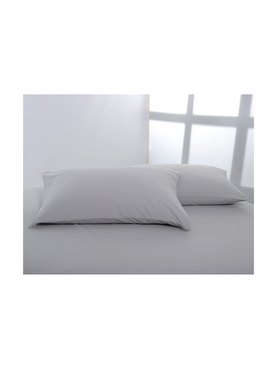 Silk Fashion Pillowcase Set with Envelope Cover Light Grey 50x70cm.