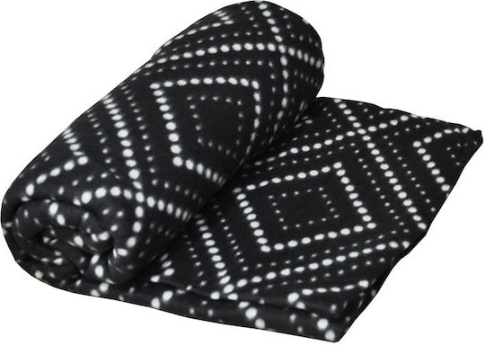 Sidirela Κουβέρτα Fleece Μονή 150x200εκ. Μαύρο-λευκό