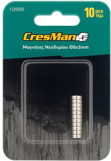 Neodymium Magnet Round 8x3mm Set 10 Pieces Cresman 12995