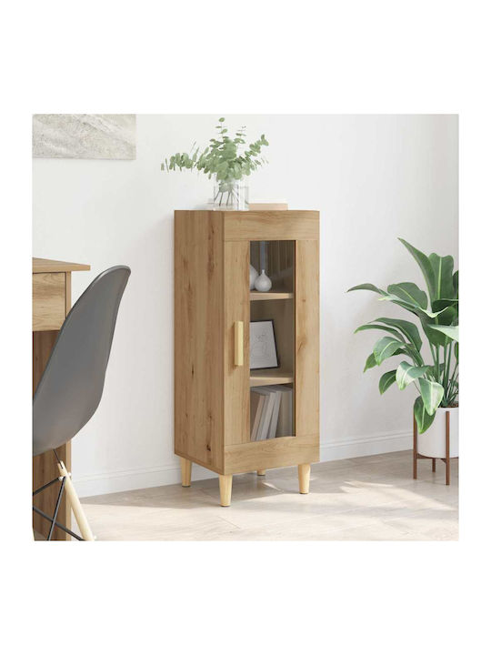 Floor-standing Living Room Display Cabinet made of Particleboard with Glass Oaks 34.5x32.5x90cm