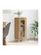 Floor-standing Living Room Display Cabinet made of Particleboard with Glass Oaks 34.5x32.5x90cm