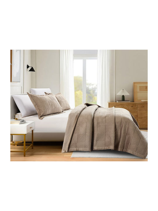 Liolios Home Set Coverlet Queen Size Taupe 220x240cm 3pcs