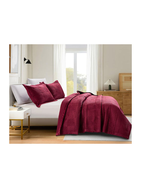 Liolios Home Подредба Покривало King Size Burgundy 260x240см 3бр