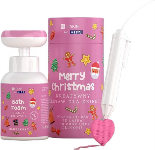 Hiskin Kids Merry Christmas Creative Set Children Pink Hand Wash Foam Blueberry 300ml + 3D Pen 1pc
