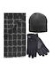 Set with Beanie Knitted in Black color