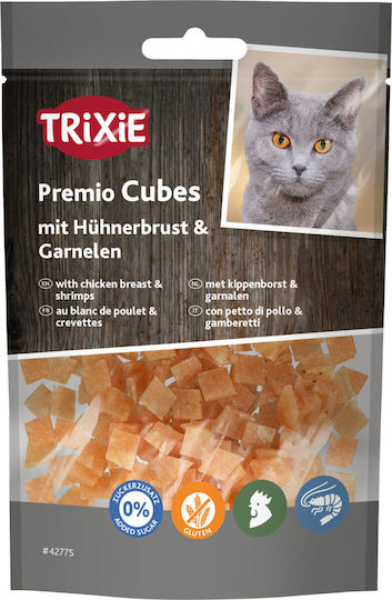 Trixie Λιχουδιά Γάτας Premio Cubes Στήθος Κοτόπουλο & Γαρίδες 50gr