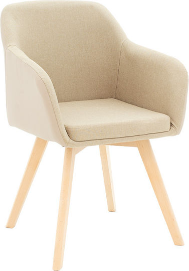 Safira Dining Room Artificial Leather Armchair Beige 57x58x84cm