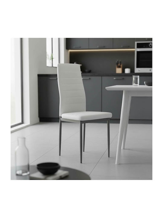 Parker Dining Room Artificial Leather Chair Whi...