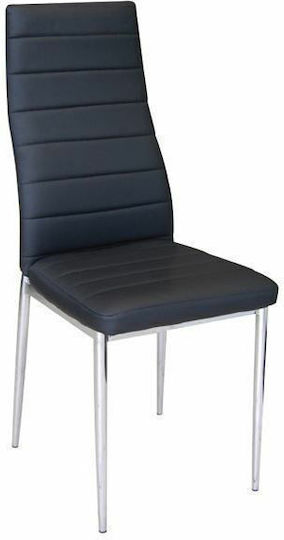 Jetta-I Dining Room Artificial Leather Chair Chrome / Black 42x49x98cm