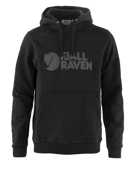 Fjallraven Logo Φούτερ με Κουκούλα Black