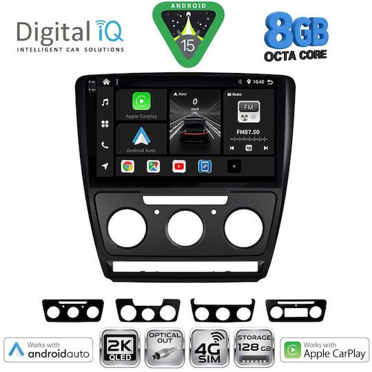 Digital IQ Автомобилна Аудио Система за Skoda Octavia 2005-2012 Bluetooth USB Вграден Wi-Fi GPS Apple CarPlay Android Auto с Touch Screen 10"