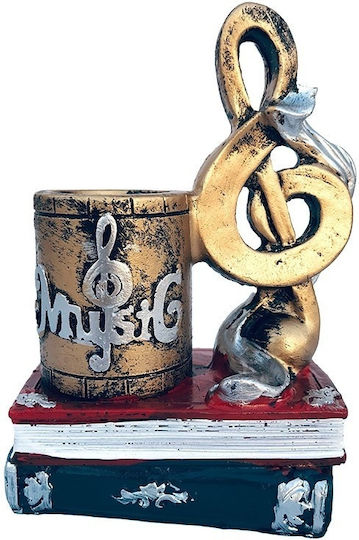 Suport Din Polirosină Motive Muzicale Accesorii Birou 10x13 Cm Auriu