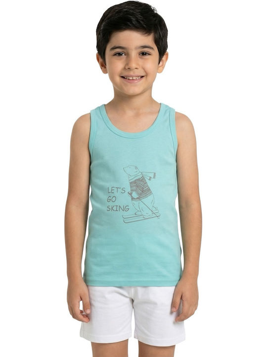 Defne Baby Let’s Go Skiing Kids' Undershirt Tank Top Light Blue