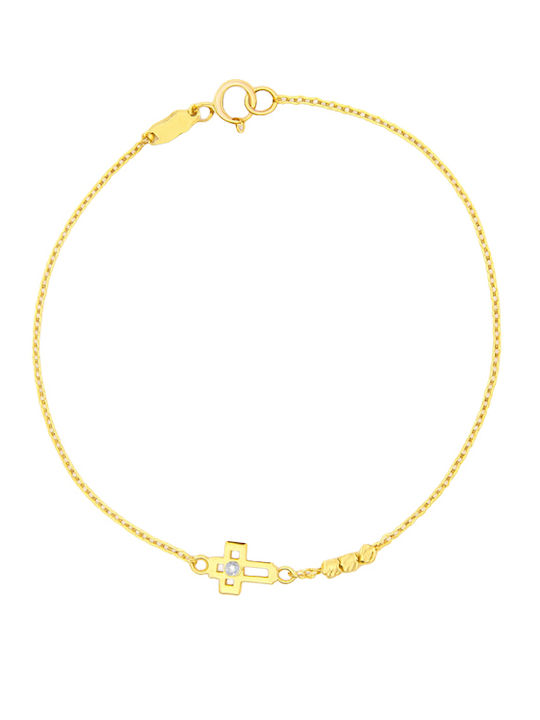 Daskalakis Women's Bracelet Chain with Cross design made of Leather