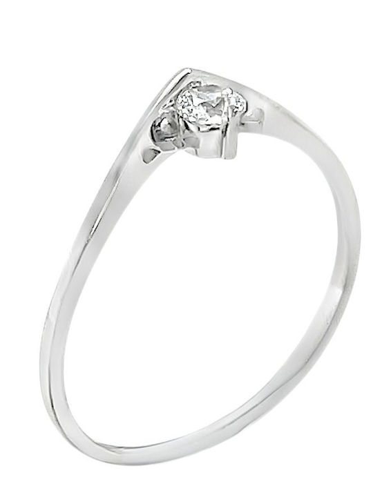 Xryseio Единичен камък от Бяло злато 14K
