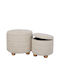 Stool For Living Room With Storage Space Upholstered with Fabric Graphite 48x48x40cm