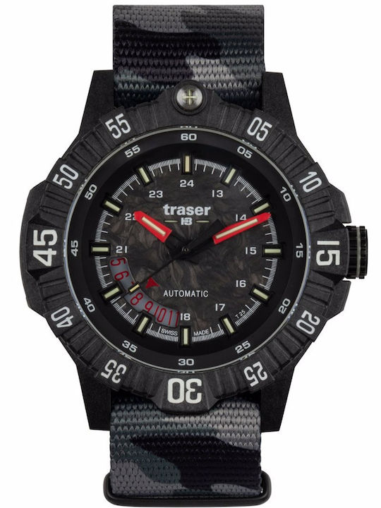 Traser Herrenuhr Batterie mit Schwarz Stoffarmband