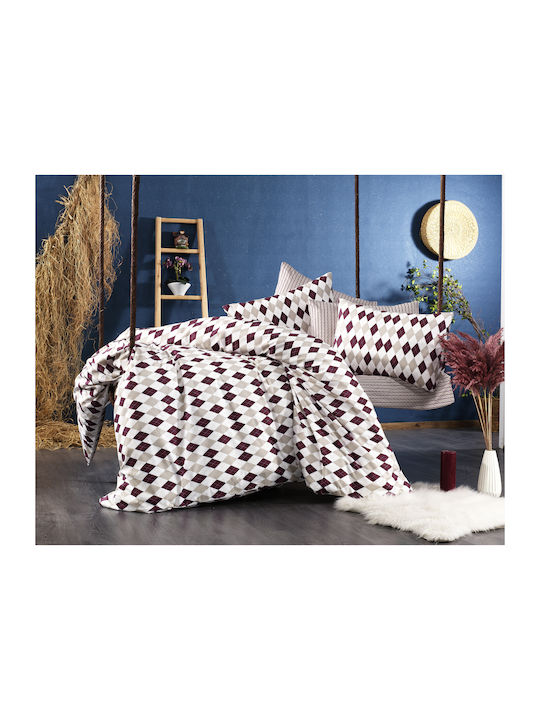 Dimcol Sheet Sets Queen Flannel 220x240cm. Diamond 326 Burgundy 4pcs