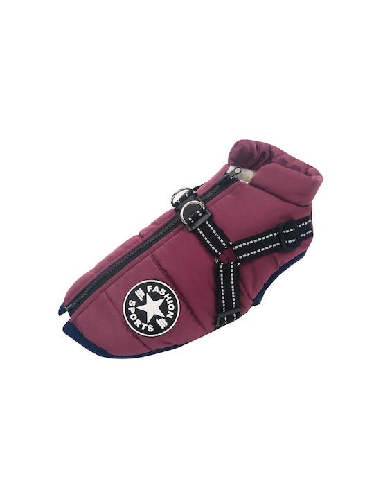 Denik Pets Μπουφάν Σκύλου Fleece / Αδιάβροχο Μωβ Large με Μήκος Ράχης 38 εκ.