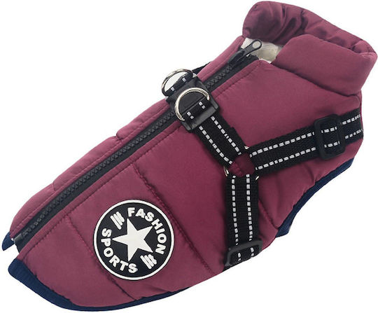 Denik Pets Purple Fleece / Waterproof Dog Coat Large with 38cm Back Length