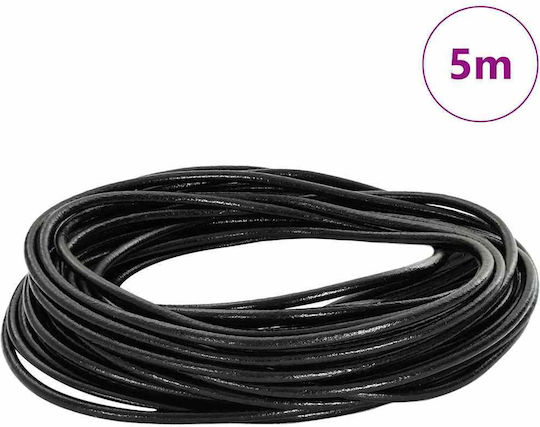 Vidaxl Black Leather Rope Ø3 Mm X 5 M Leather
