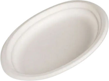 Disposable Plates 20x25cm Oval Fiber Sugarcane White Reinforced 00146 16 Gr