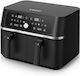 COOK-IT Heißluftfritteuse mit Wi-Fi & Doppel-Abnehmbarer Korb 9Es Schwarz