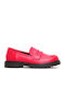 Leather Women's Loafers in Red Color