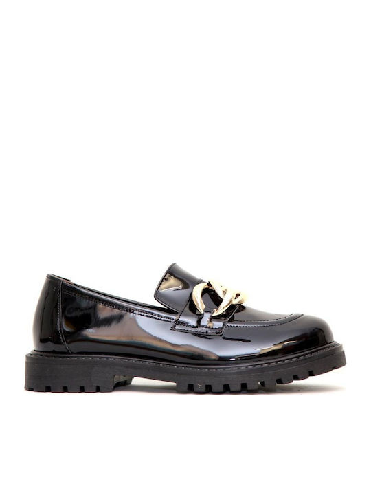 Δερμάτινα Γυναικεία Loafers σε Μαύρο Χρώμα