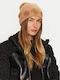 Pol01 Beanie Γυναικείος Σκούφος Πλεκτός σε Καφέ χρώμα