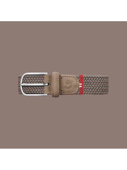 Elastic Men's Belt Leather Knitted Beige