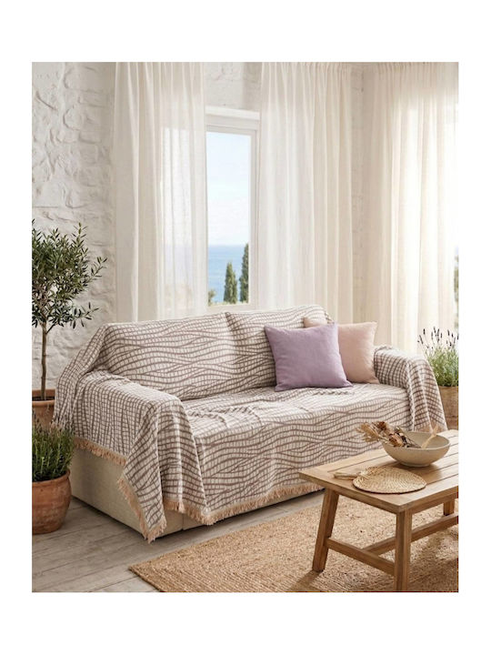 Kraft World Armchair Throw 180x180cm Ecru TUR14-180x180-Ecru