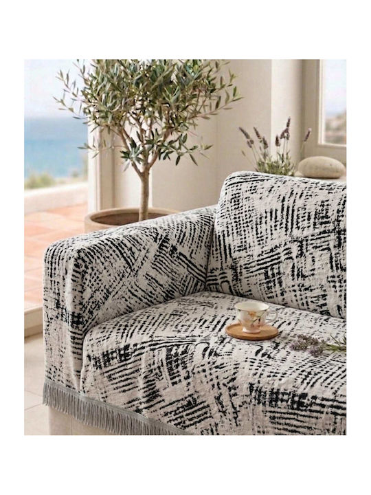 Kraft World Ριχτάρι Πολυθρόνας 180x180εκ. Γκρί-μαύρο