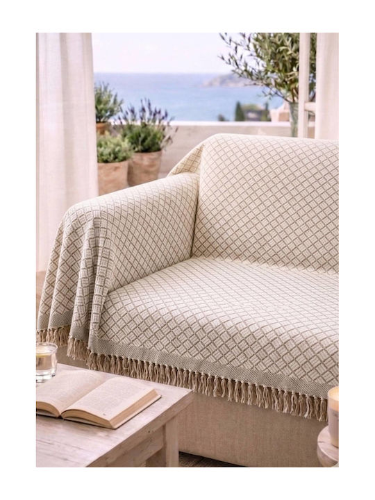 Kraft World Ριχτάρι Τριθέσιου Καναπέ 180x300εκ. Εκρού
