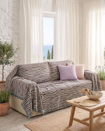 Kraft World Τριθέσιου Καναπέ Π180xΜ300cm Καφέ