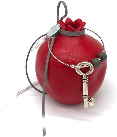 LiebeQueen Handmade Tabletop Lucky Charm Pomegranate Red Ceramic 9x9.5cm 1pcs