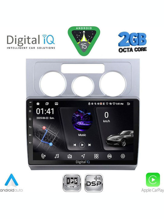 Digital IQ Car Audio System for Volkswagen Touran 2003-2010 with A/C (Bluetooth/USB/WiFi/GPS/Apple-Carplay/Android-Auto) with Touch Screen 10"
