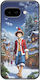 Коледен Дизайн Аниме Monkey D Luffy Google Pixel 9a 5g Черен TPU Черен Силикон