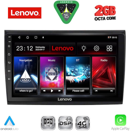 Lenovo Автомобилна Аудио Система (Блутут/USB/WiFi/GPS/Apple-Carplay/Android-Auto) с Тъчскрийн 9"