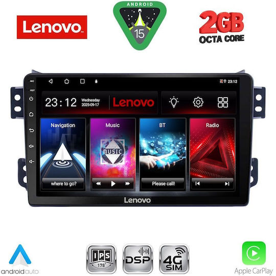 Lenovo Автомобилна Аудио Система (Блутут/USB/WiFi/GPS/Apple-Carplay/Android-Auto) с Тъчскрийн 9"