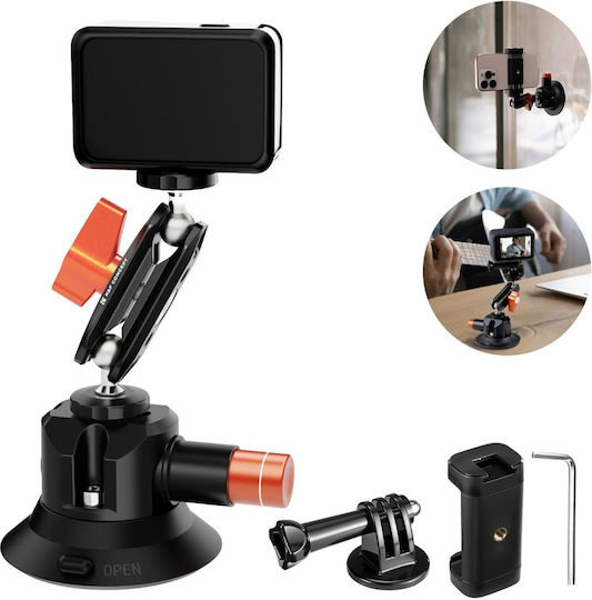 K&f Concept Ms-44 Suction Cup Camera Mount Magic Arm 3-inch Black Kf31.135